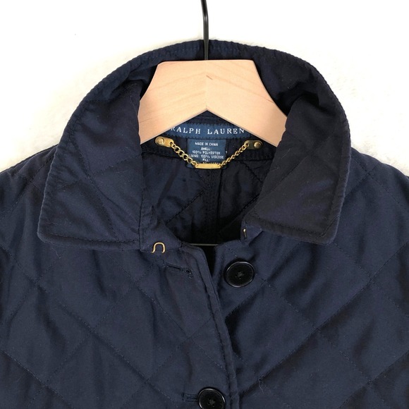RALPH LAUREN Quilted Snap Front Jacket Women's Sz S Navy Blue Pockets Lined EUC - Picture 11 of 11
